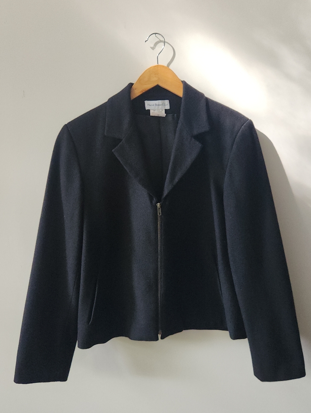 Harve Benard Navy Zip-Front Blazer Jacket